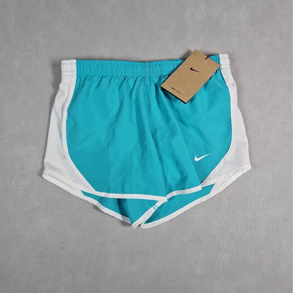 Nike Girls Teal White Tempo Lined Running Shorts Size Small NWT